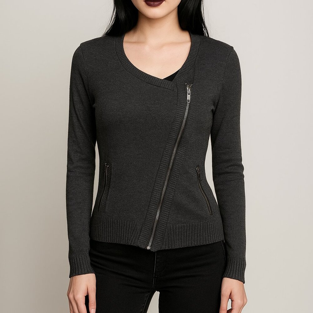Victoria Secret Grey Assymetic Zipper Sweatshirt Jacket XSmall